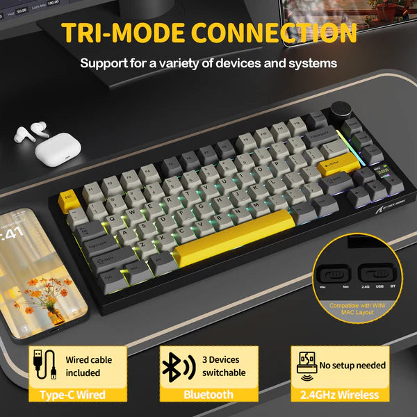 ATTACK SHARK X820Ultra RGB Tri-mode  Mechanical Keyboard - MOONNIGHT