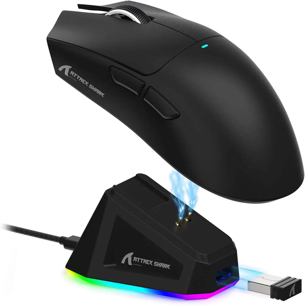 ATTACK SHARK X11 Tri-Mode Wireless Gaming Mouse – 62g Ultra-Light, 22000 DPI PAW3311 Sensor, RGB Dock, Ergonomic, 65h Battery, Programmable | Black