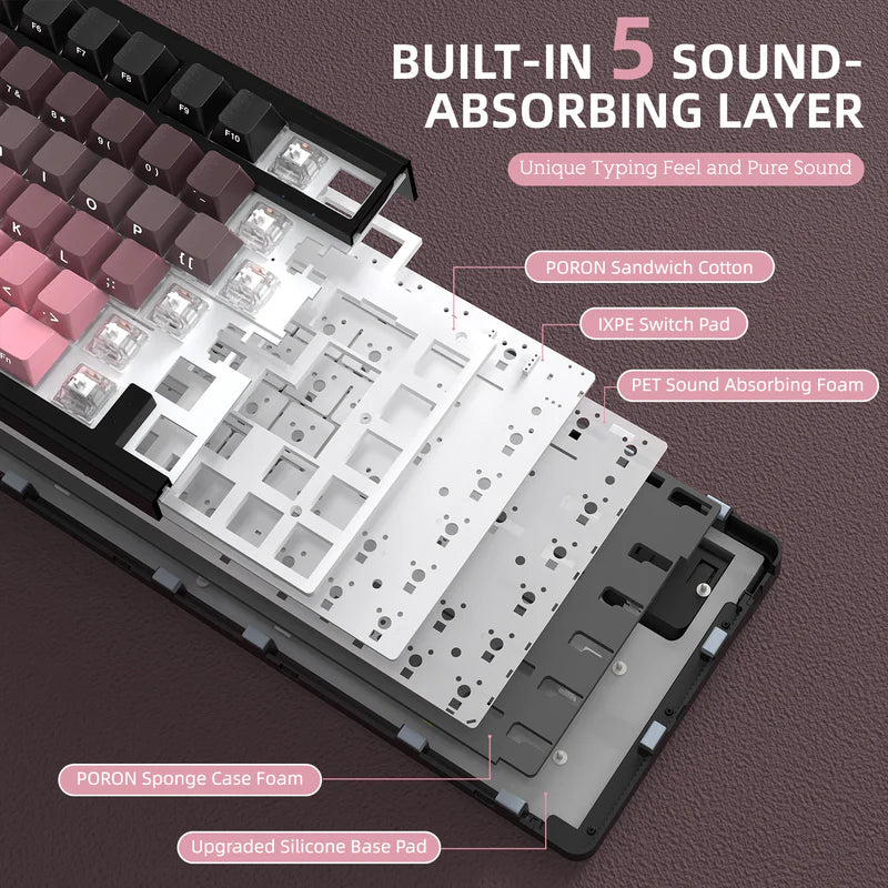 Attack Shark X85 Wireless Mechanical Keyboard – 75% Tri-Mode with Linear White Jade Switches, RGB, Hot-Swappable PCB & CNC Aluminum Volume Knob|GRADIANT BL
