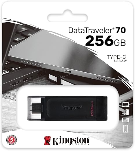 KINGSTON Technology Datatraveler 70 USB Flash Drive 256 GB, USB Type-C 3.2 Gen 1 (3.1 Gen 1), Black