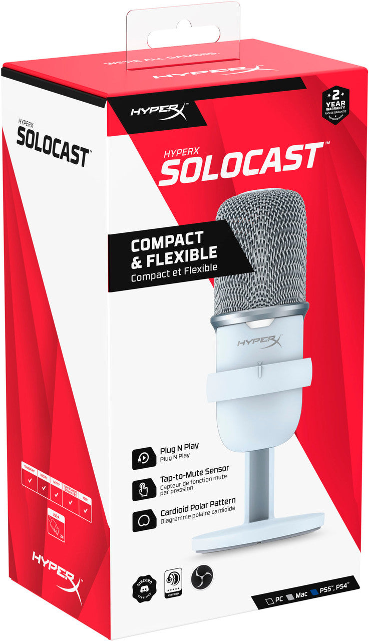 HyperX Solocast White Wired USB Microphone