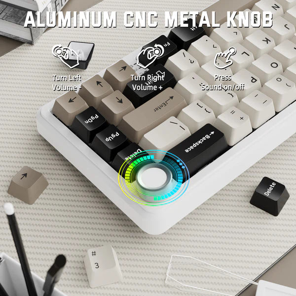 ATTACK SHARK X66 Wireless Mechanical Keyboard with Side Printed PBT Keycaps|CHEESEWHITE|