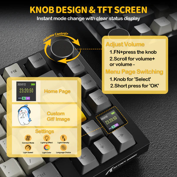 ATTACK SHARK X820Ultra RGB Tri-mode  Mechanical Keyboard - MOONNIGHT