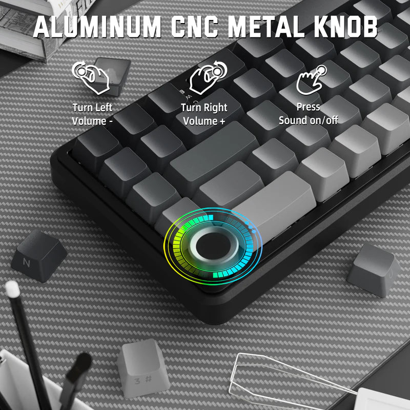 Attack Shark X66 Mechanical Keyboard – 66 Keys, Tri-Mode Wireless, Strawberry Switches, RGB, Gasket Mount, Hot-Swappable, PBT Keycaps, MOONLIGHT