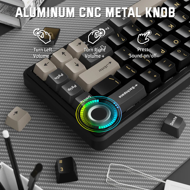 Attack Shark X66 Mechanical Keyboard – 66 Keys, Tri-Mode Wireless, Strawberry Switches, RGB, Gasket Mount, Hot-Swappable, PBT Keycaps, Star Black