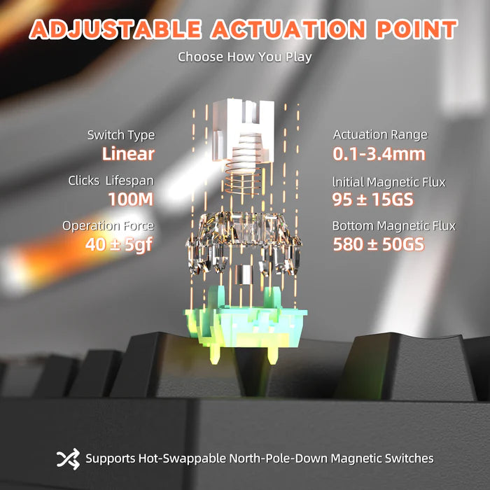 ATTACK SHARK R82 HE Rapid Trigger wired mechanical Keyboard Magnetic Switch - black