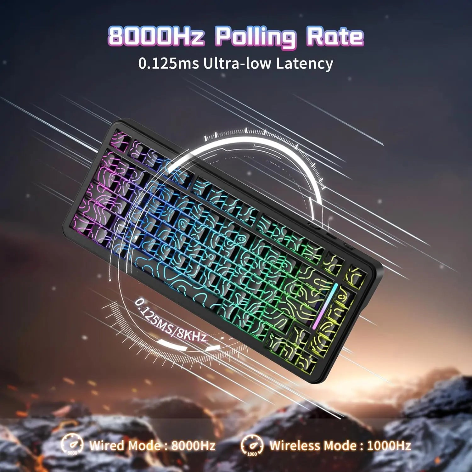 Attack Shark X82PRO HE Wireless Gaming Keyboard – Magnetic Switch, Black Contours, Rapid Trigger, Tri-Mode, Hot-Swap, RGB Backlight, 8000Hz Wired Polling|WHITE