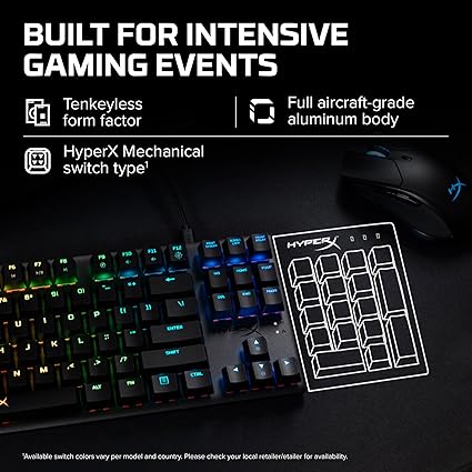 HyperX Alloy Origins Core - Tenkeyless Mechanical Gaming Keyboard, Software Controlled Light & Macro Customization, Compact Form Factor, RGB LED Backlit, Linear HyperX Red Switch,Black