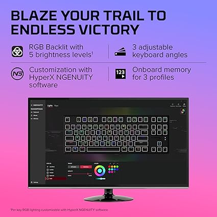 HyperX Alloy Origins Core - Tenkeyless Mechanical Gaming Keyboard, Software Controlled Light & Macro Customization, Compact Form Factor, RGB LED Backlit, Linear HyperX Red Switch,Black