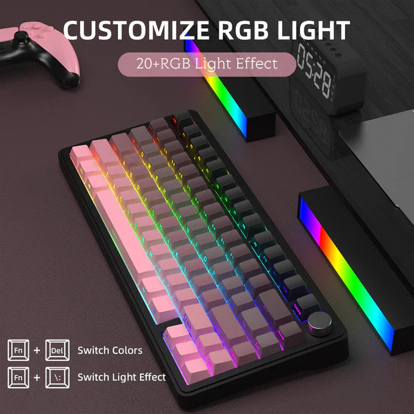 ATTACK SHARK X85 RGB TRI MODE MECHANICAL KEYBOARD 75% Gasket-mounted Bluetooth 5.1/2.4G Wireless &amp; Type-C Wired Mechanical Keyboard |BLACKBERRY|