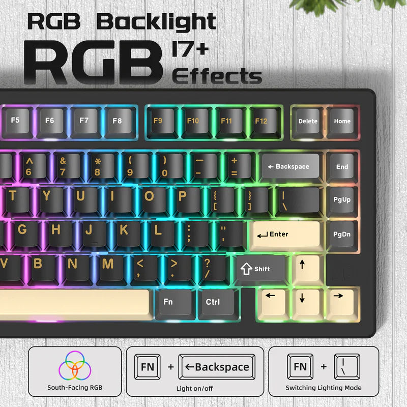 Attack Shark X75 – CNC 6063 Aluminum 75% Mechanical Keyboard with Kailh MX Crystal Switches, VIA Programmable, Tri-Mode RGB, Hot-Swappable & 10000mAh Battery, Star Black