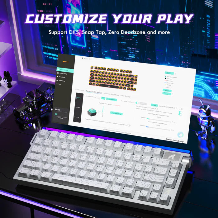 ATTACK SHARK R85 HE Rapid Trigger wired mechanical Keyboard Magnetic Switch with Custom Lightbox -  green