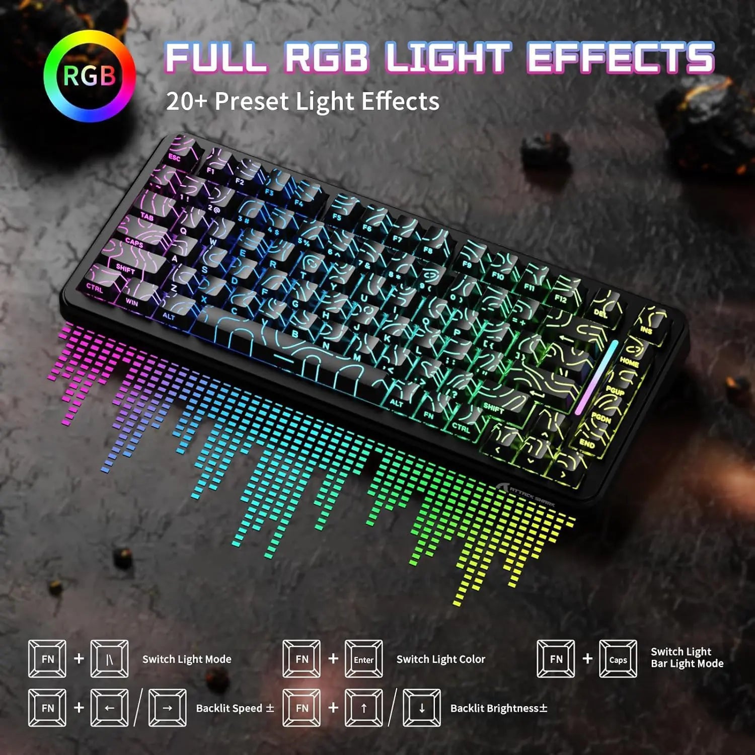 Attack Shark X82PRO HE Wireless Gaming Keyboard – Magnetic Switch, Black Contours, Rapid Trigger, Tri-Mode, Hot-Swap, RGB Backlight, 8000Hz Wired Polling|WHITE