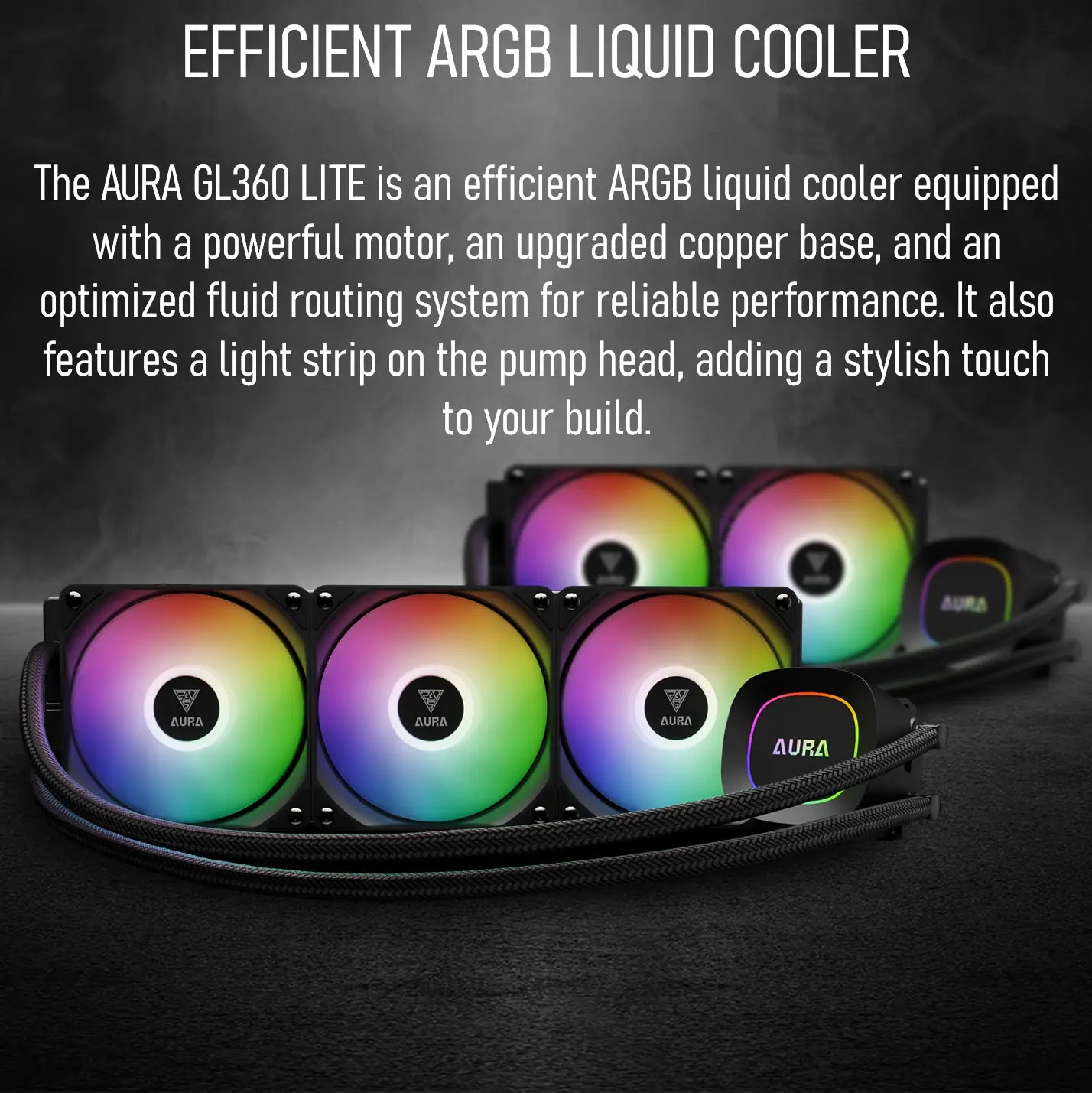 GAMDIAS AURA GL360 LITE ARGB AIO Liquid CPU Cooler With 360mm Radiator, Copper Base, PWM Hydraulic Fans, Motherboard Sync, LGA 1851 & AM5 Support, Easy Universal Mounting
