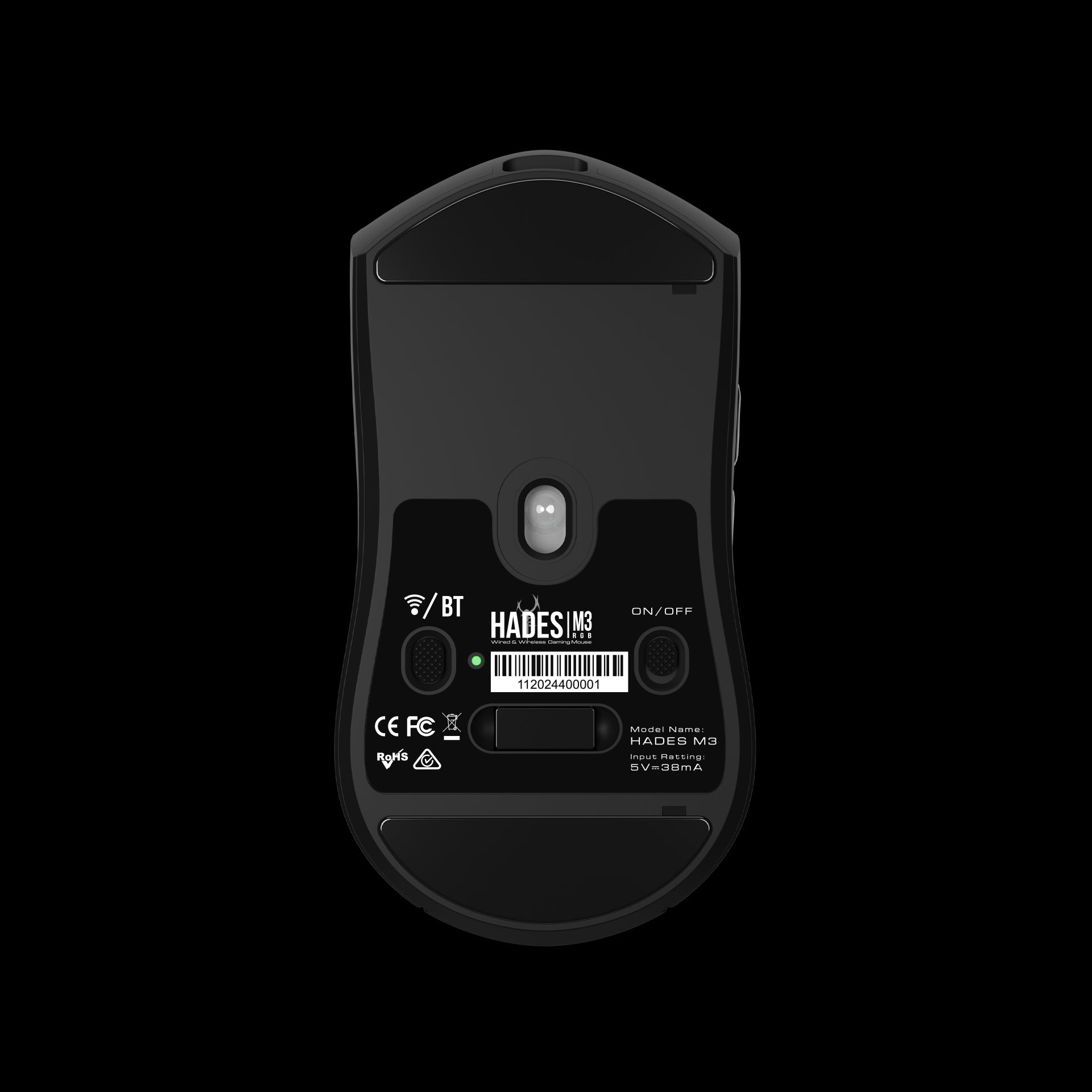 GAMDIAS HADES M3 RGB Wireless Gaming Mouse ; low-latency 2.4GHz Wireless, Wired USB Type-C to A, and Bluetooth Connections ; Lightweight 79-gram ; 7 Keys ; Adjustable 10000 DPI Advanced Gaming Optical Sensor |HADES M3