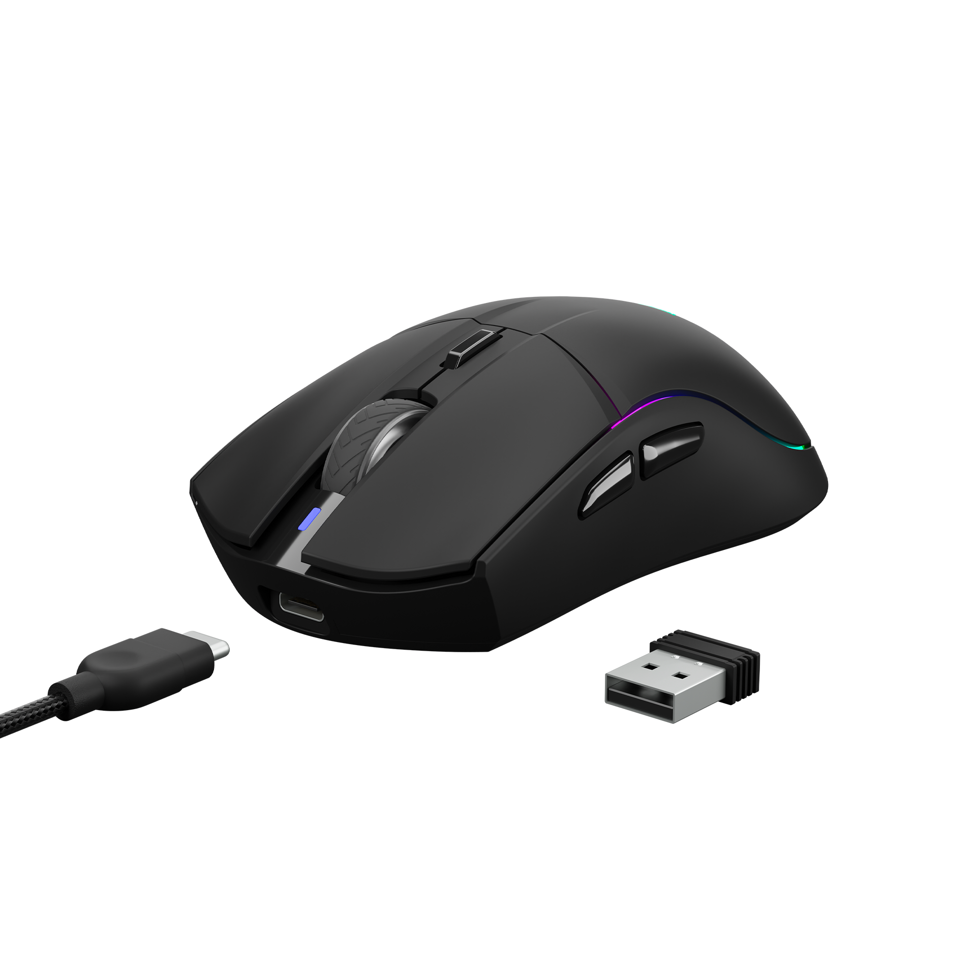 GAMDIAS HADES M3 RGB Wireless Gaming Mouse ; low-latency 2.4GHz Wireless, Wired USB Type-C to A, and Bluetooth Connections ; Lightweight 79-gram ; 7 Keys ; Adjustable 10000 DPI Advanced Gaming Optical Sensor |HADES M3
