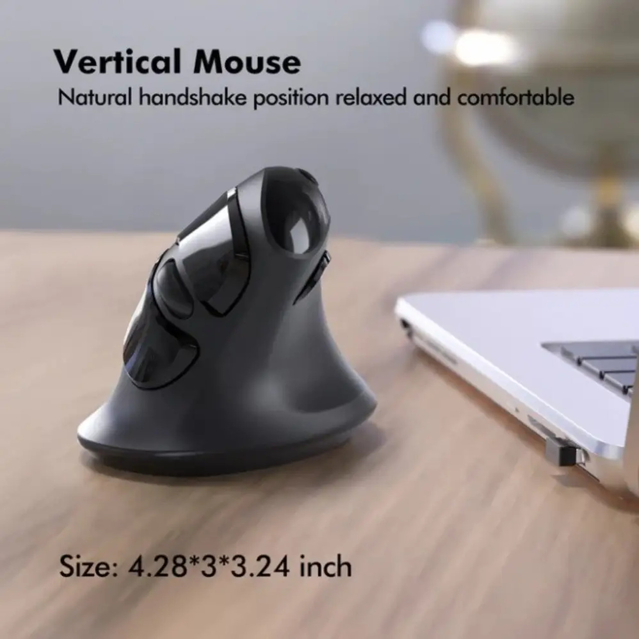 Micropack Mp-v03w Usb-c Usb-a Dual Receiver Ergonomic Vertical Wireless Mouse ,Black | MP-V03W