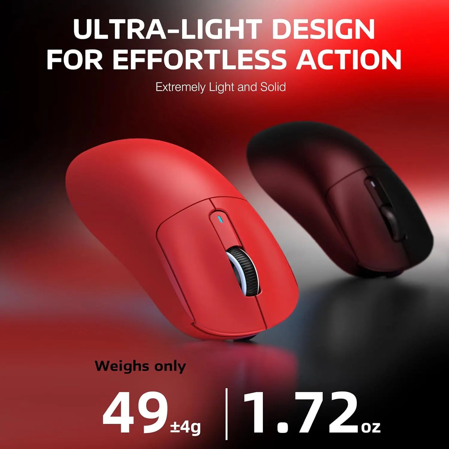 Attack Shark X3 49g Superlight Wireless Gaming Mouse – PAW3395 Sensor, 26K DPI, Tri-Mode (2.4G/Bluetooth/Wired), 1000Hz, 200-Hour Battery, TTC Encoder – Red