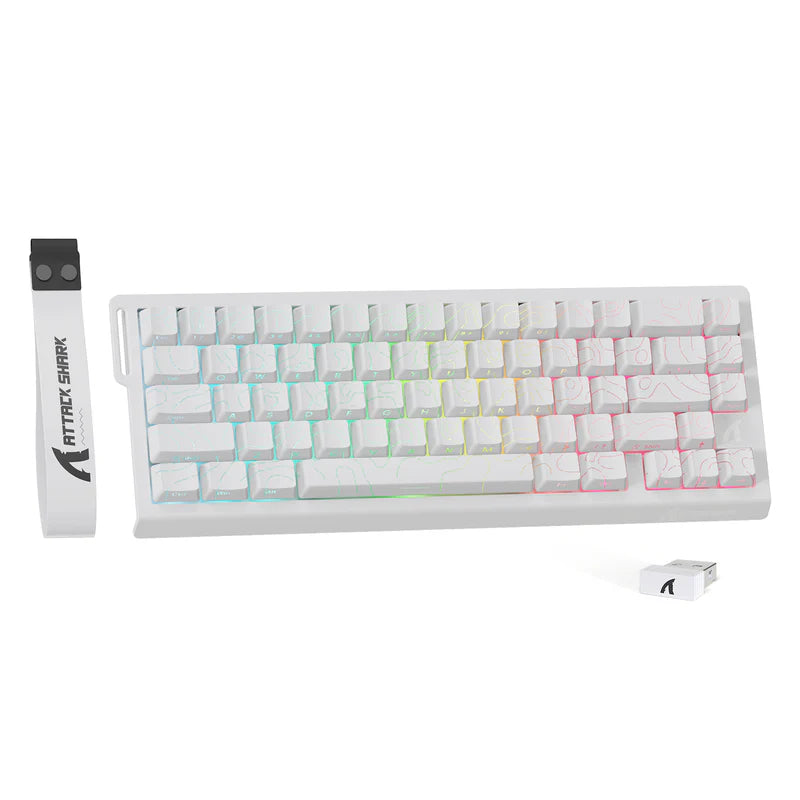 Attack Shark X68 Pro HE Mechanical Keyboard – 68 Keys, Magnetic Switches, Tri-Mode, Rapid Trigger 0.01mm, 8K Polling, Hot-Swap, RGB Backlight, 5000mAh, White