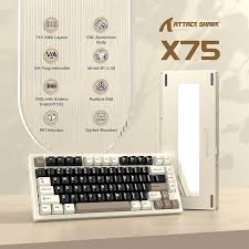 ATTACK SHARK X75 TRI MODE RGB KB CHEESE WHITE