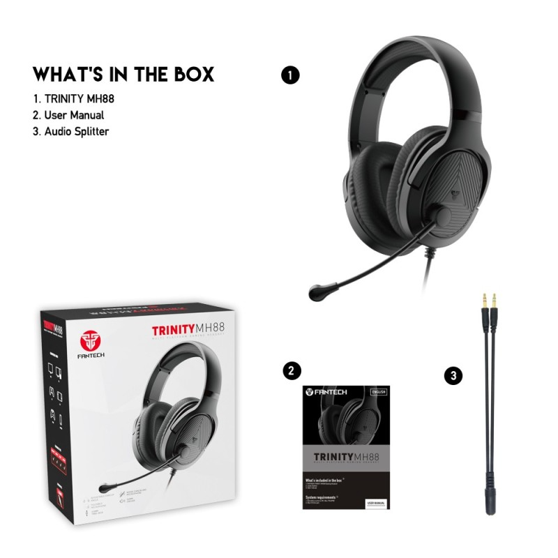 Fantech MH88 TRINITY Gaming
Headset, Comfortable Fit, Multiplatform Compatibility