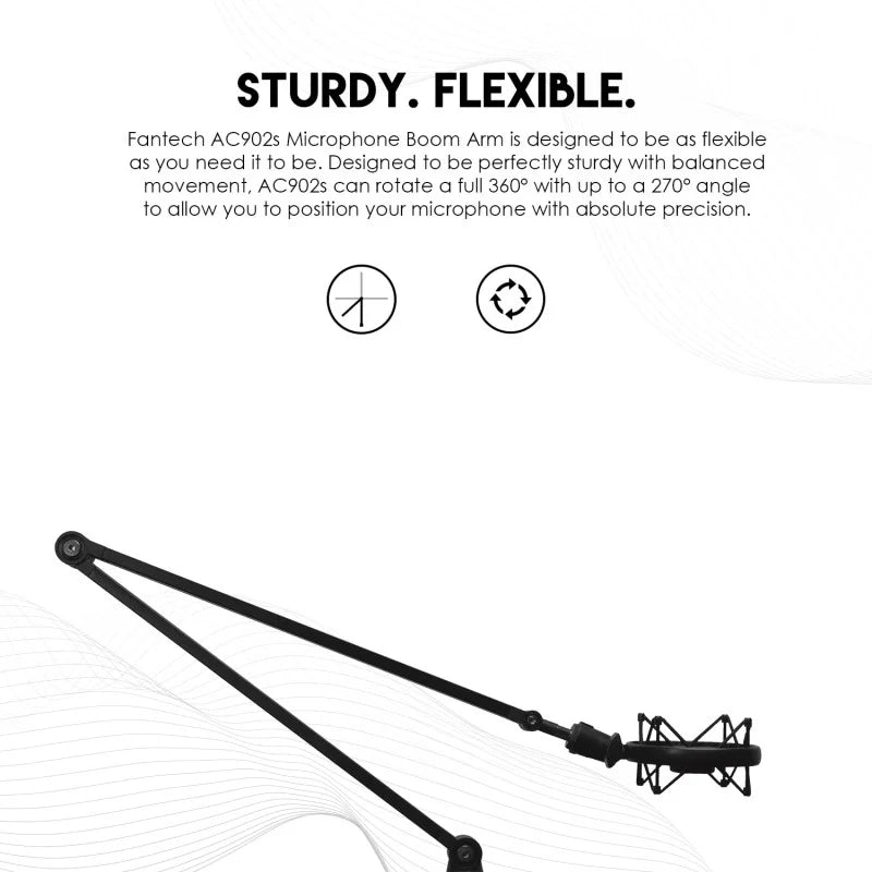 Fantech AC902s Studio Microphone Arm – 80cm Adjustable Stand with Desk Clamp