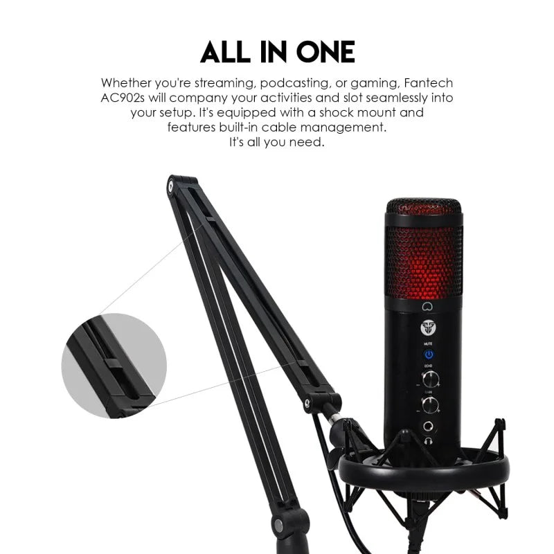 Fantech AC902s Studio Microphone Arm – 80cm Adjustable Stand with Desk Clamp