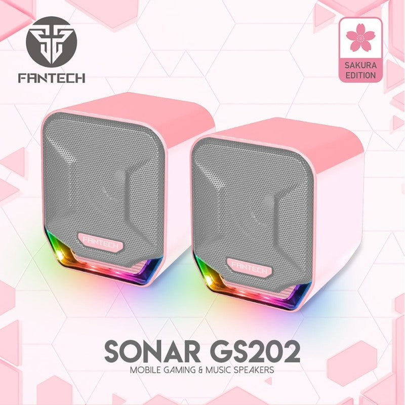 Fantech GS202 SONAR: USB Powered Gaming & Music Speaker with RGB Lighting (Pink Sakura Edition)