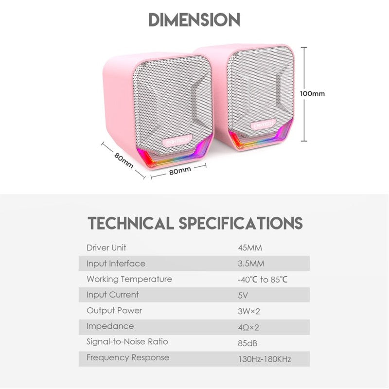 Fantech GS202 SONAR: USB Powered Gaming & Music Speaker with RGB Lighting (Pink Sakura Edition)