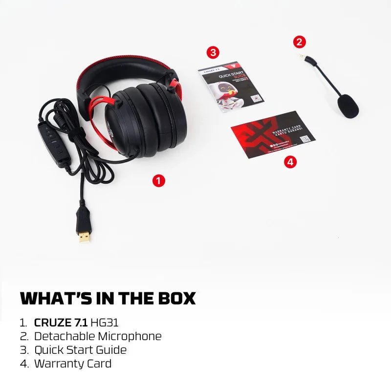 FANTECH HG31 CRUZE Immersive Cinematic USB Gaming Headset with 7.1 Virtual Surround, RGB Lighting