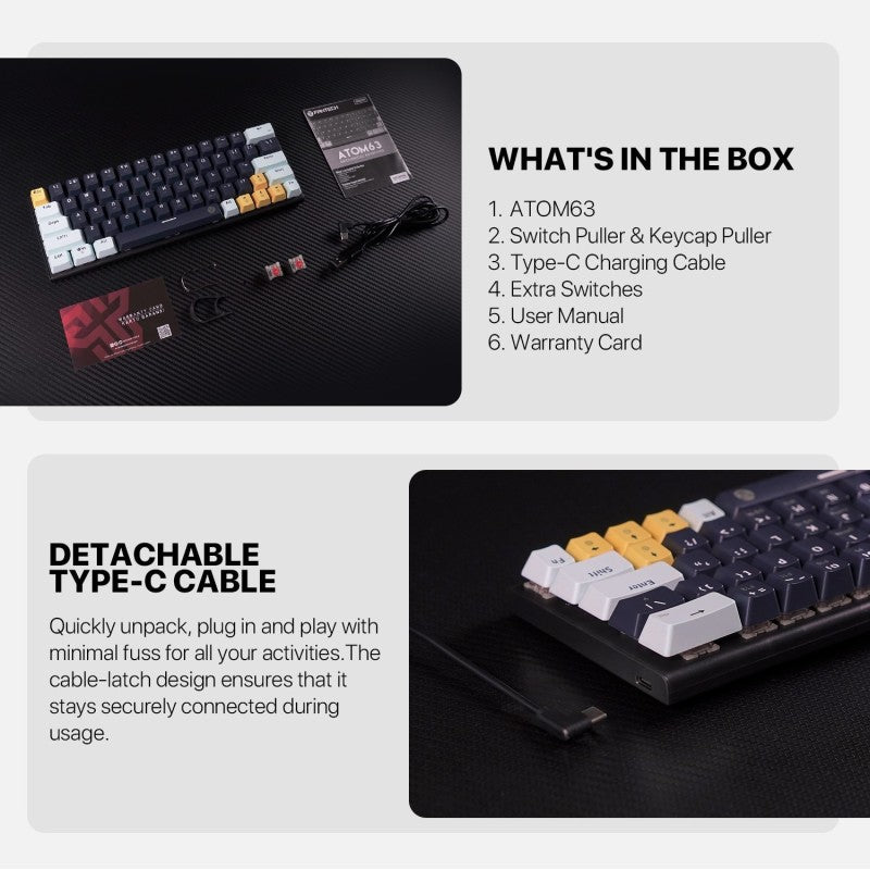 Fantech MIZU Edition MK874V2 - ATOM63, Pro Wired Mechanical Keyboard with RGB Lighting SKY BLUE