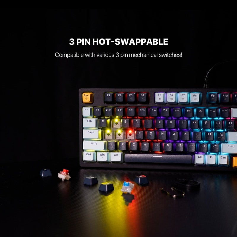 Fantech MIZU Edition MK875V2 - ATOM81, Pro Wired Mechanical Keyboard with RGB Lighting NAVY BLUE