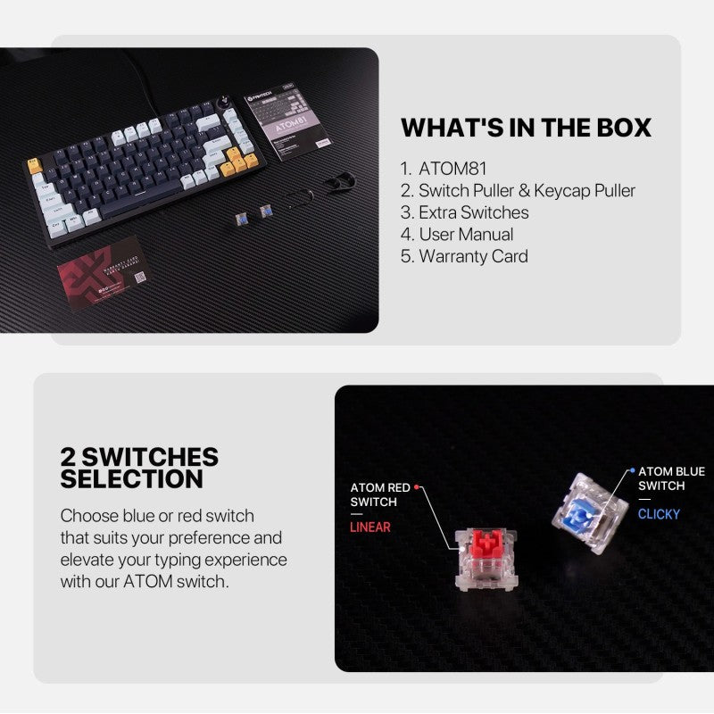 Fantech MIZU Edition MK875V2 - ATOM81, Pro Wired Mechanical Keyboard with RGB Lighting SKY BLUE