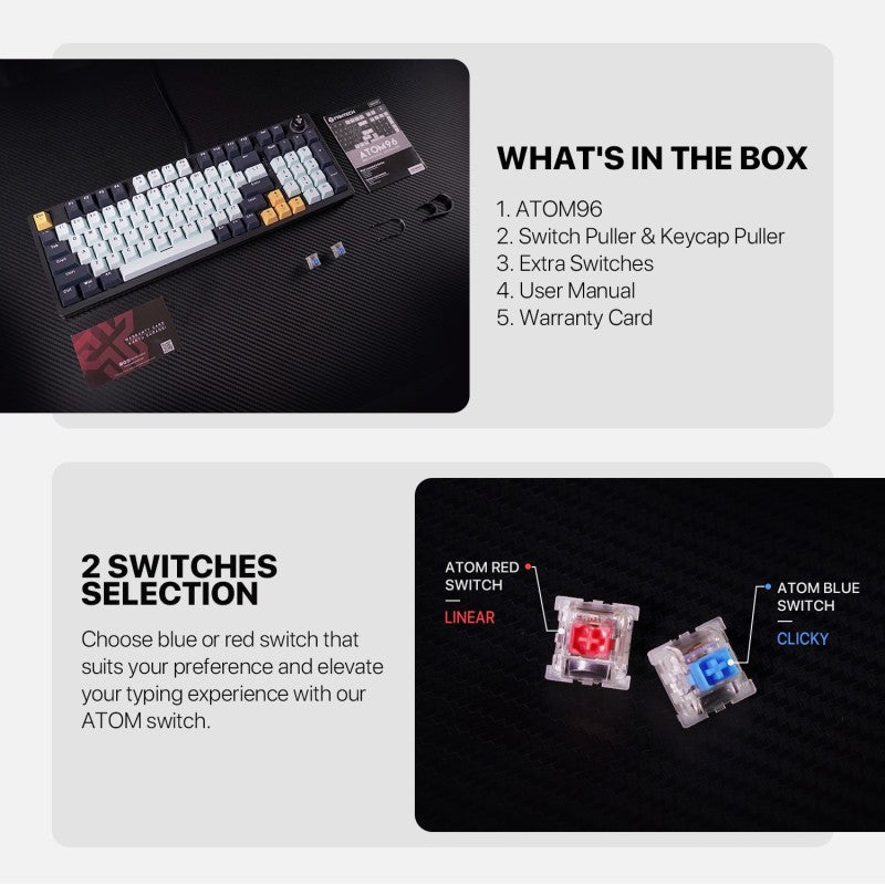 Fantech MIZU Edition MK890V2 - ATOM96, Pro Wired Mechanical Keyboard with RGB Lighting Sky Blue