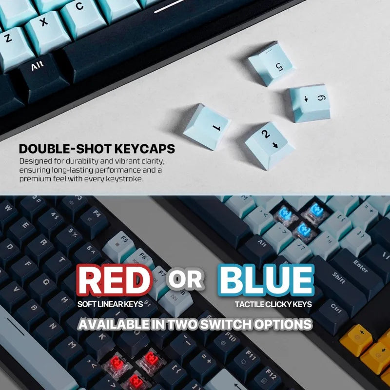 Fantech MIZU Edition MK893S - ATOM107S, Pro Wired Mechanical Keyboard with RGB Lighting Blue