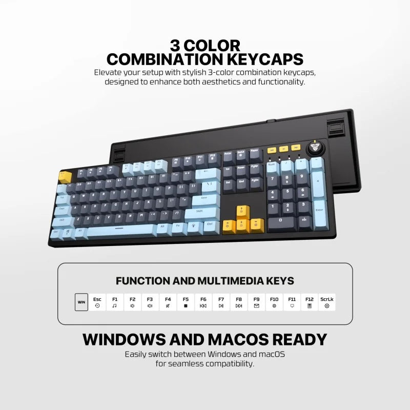 Fantech MIZU Edition MK893S - ATOM107S, Pro Wired Mechanical Keyboard with RGB Lighting Blue