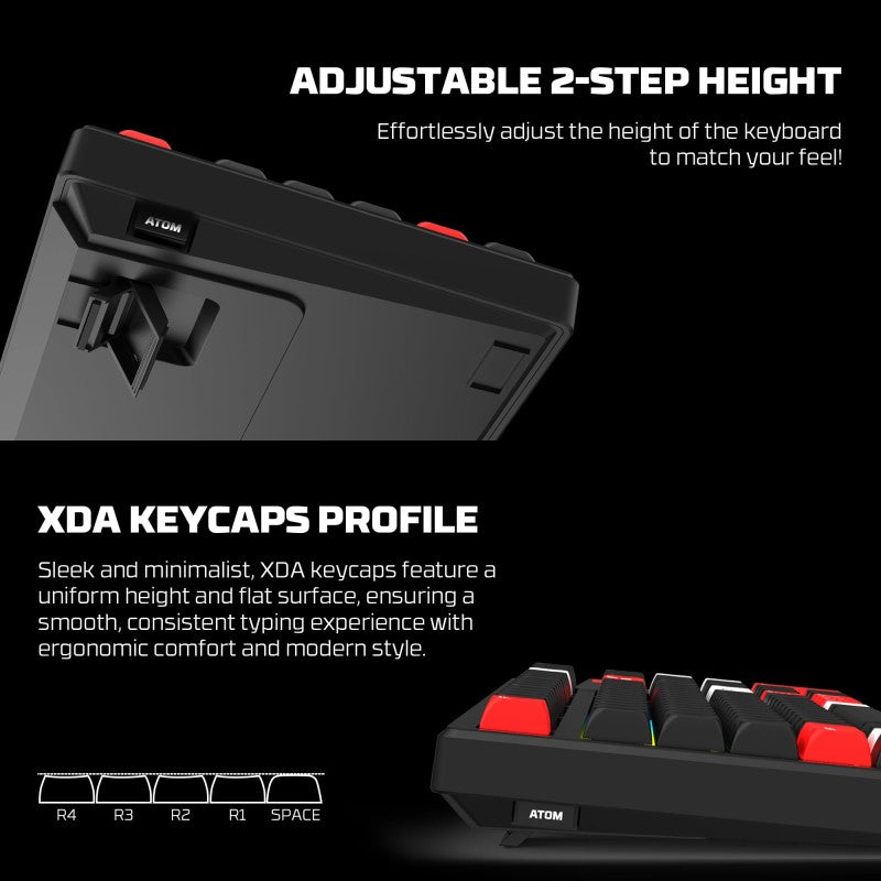 FANTECH MK917 ATOM PRO79, 3
Modes: Bluetooth, Wireless & Wired, Built-in Battery, Mechanical Gaming Keyboard