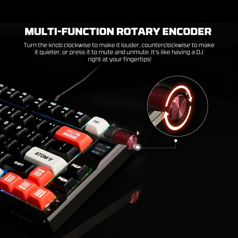 FANTECH MK917 ATOM PRO79, 3
Modes: Bluetooth, Wireless & Wired, Built-in Battery, Mechanical Gaming Keyboard