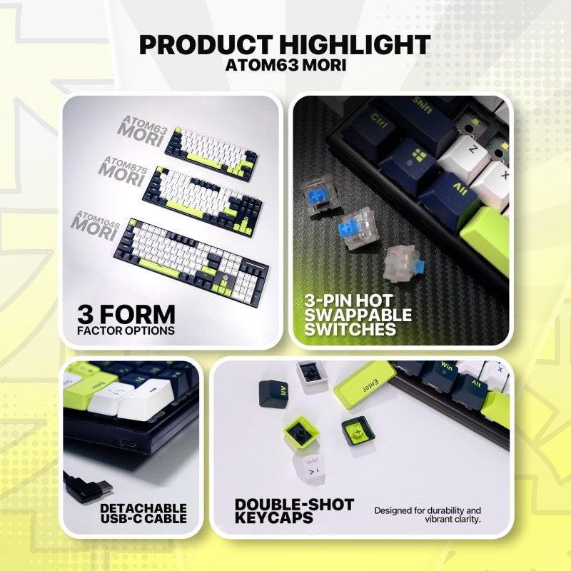 Fantech MORI Edition MK874V2 - ATOM63, Pro Wired Mechanical Keyboard with RGB Lighting Blue