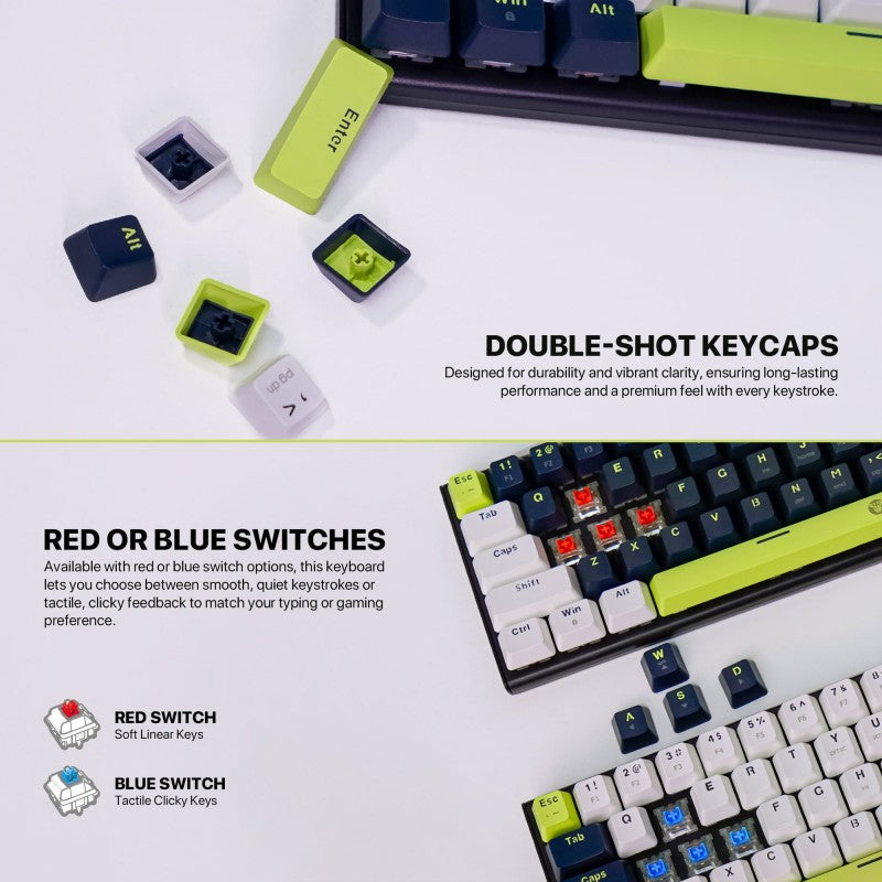 Fantech MORI Edition MK874V2 - ATOM63, Pro Wired Mechanical Keyboard with RGB Lighting Blue