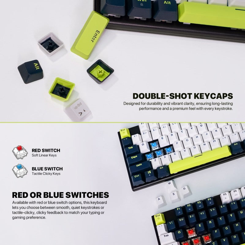 Fantech MORI Edition MK877S - ATOM87S, Pro Wired Mechanical Keyboard with RGB Lighting Blue