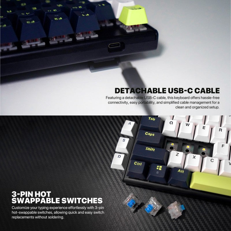 Fantech MORI Edition MK877S - ATOM87S, Pro Wired Mechanical Keyboard with RGB Lighting Blue