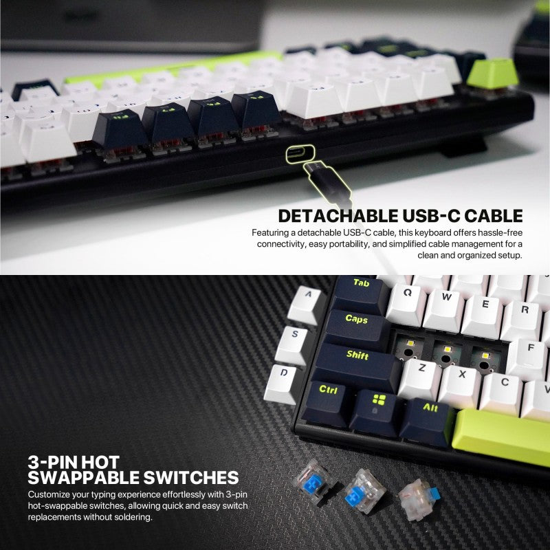 Fantech MORI Edition MK878S - ATOM104S, Pro Wired Mechanical Keyboard with RGB Lighting Blue