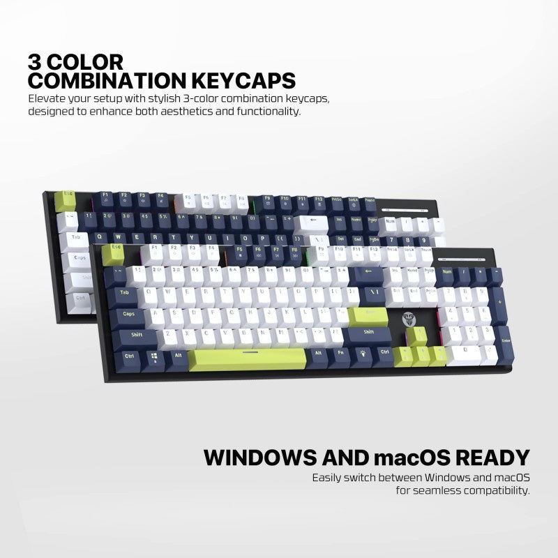 Fantech MORI Edition MK878S - ATOM104S, Pro Wired Mechanical Keyboard with RGB Lighting Blue