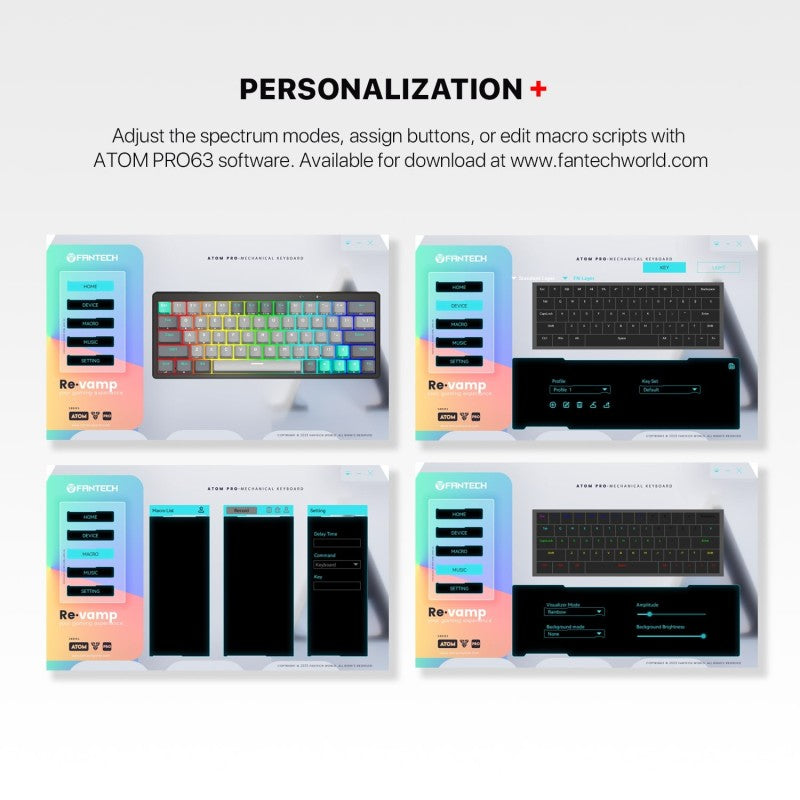 Fantech STELLAR Edition MK912 - ATOM PRO63, 3 Modes:
Bluetooth, Wireless & Wired, Built-in Battery, Mechanical Gaming Keyboard