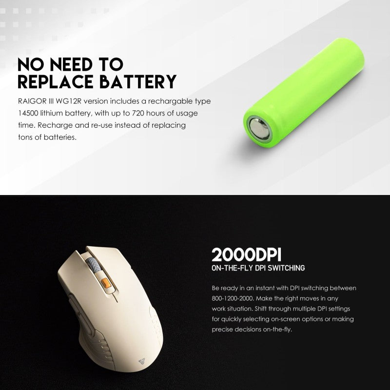 Fantech WG12R RAIGOR III,
Rechargeable Wireless Gaming Mouse
with Built-in Battery