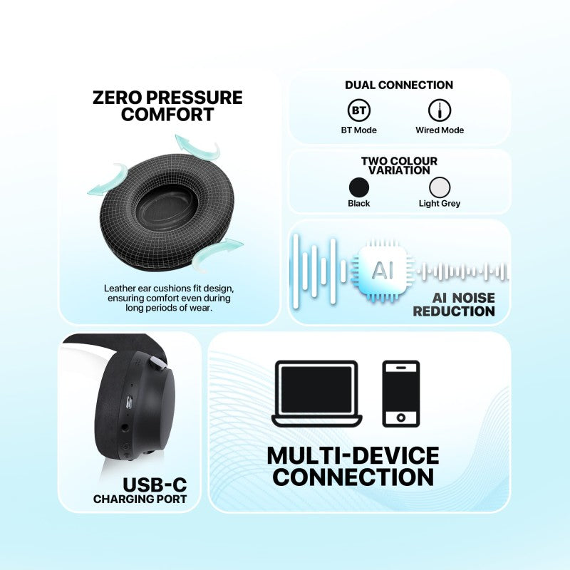 FANTECH WH07A GO VIBE: Bluetooth, -
Active Noise Cancelling (ANC) WIRELESS HEADSET