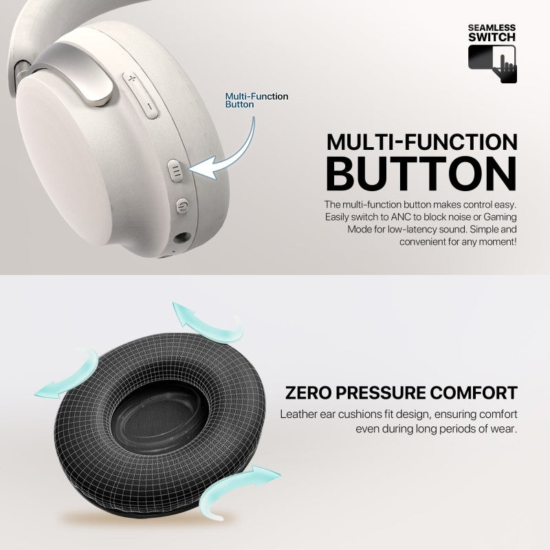 FANTECH WH07A GO VIBE: Bluetooth, -
Active Noise Cancelling (ANC) WIRELESS HEADSET