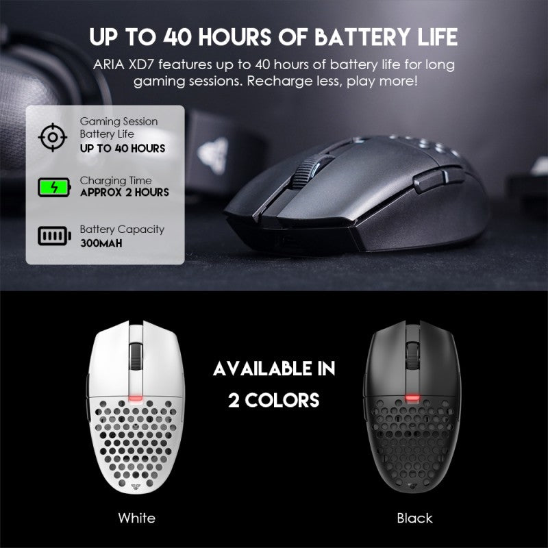 Fantech XD7 Aria GO Mouse, 3 Mode Connection Wired, Bluetooth & Wireless, 26000DPI, Ultra light weight, Built-in Battery