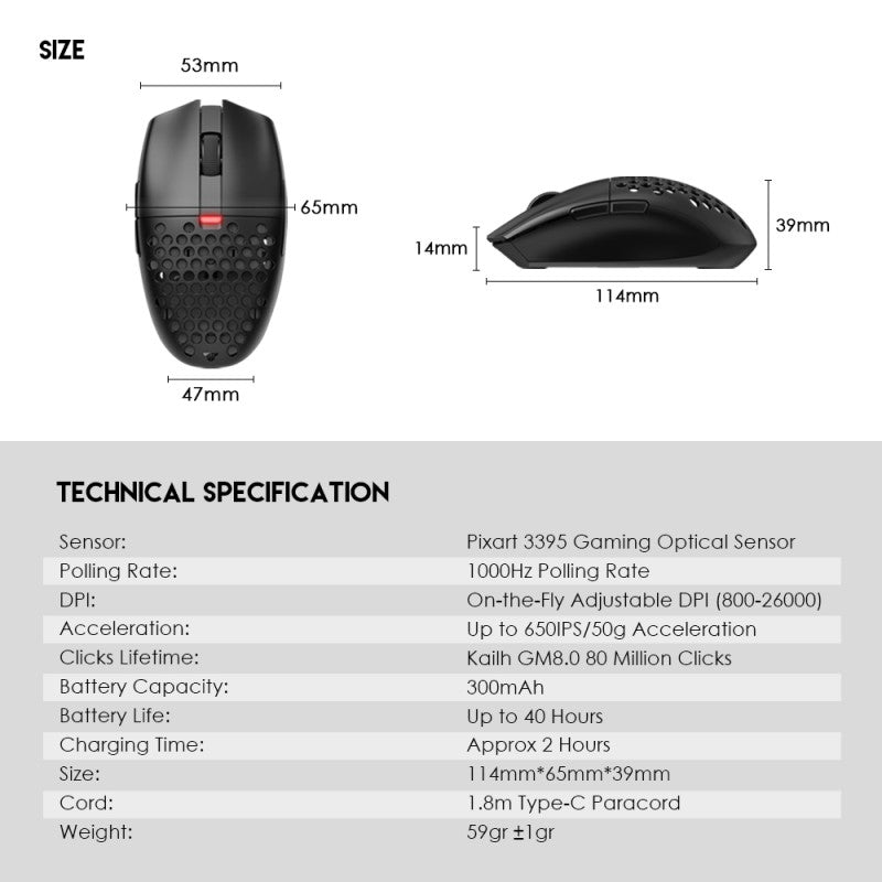 Fantech XD7 Aria GO Mouse, 3 Mode Connection Wired, Bluetooth & Wireless, 26000DPI, Ultra light weight, Built-in Battery